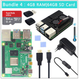 Original Official Raspberry Pi 4 Model B Kits Dual Fan Aluminum Case + 32/64 GB SD Card + Power Adapter + HDMI Cable for RPI 4
